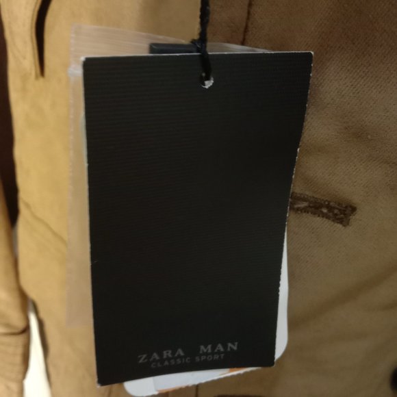 Zara Man Classic Sport Men's Faux Fur Double Breasted Overcoat Size 40 Brown NEW - Picture 7 of 8